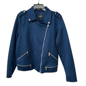 Liverpool blue faux suede motto jacket